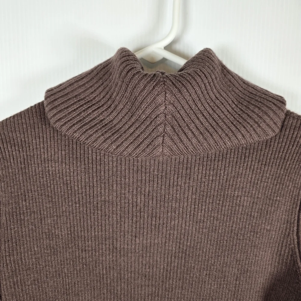 Tweeds Womens Wool Chocolate Brown Cowl Neck Ribbed Long Sleeve Sweater Size M